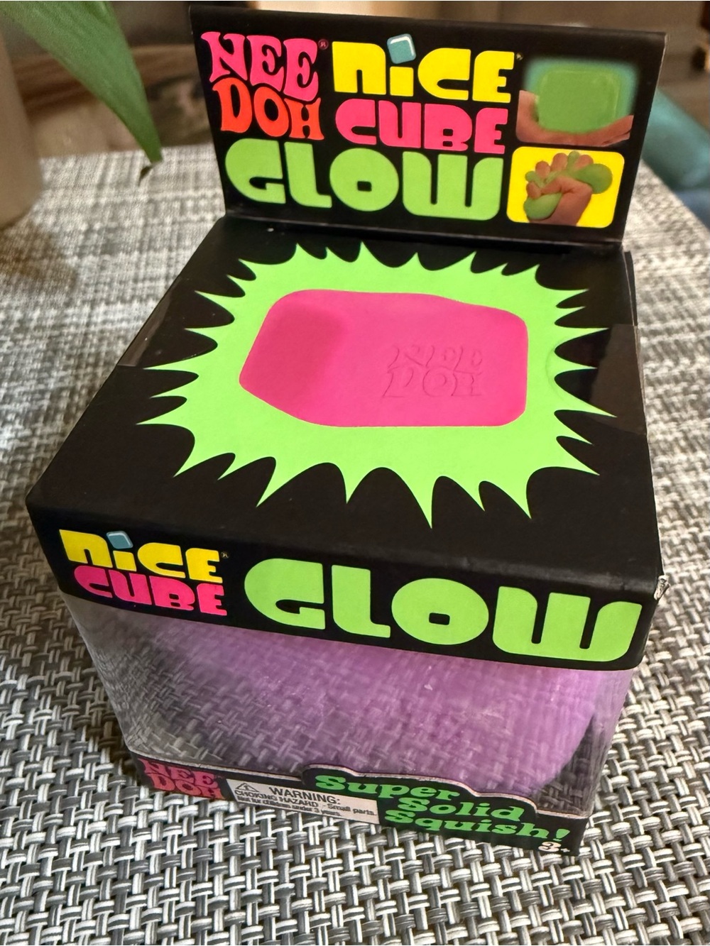 NeeDoh Nice Cube Glow Stress Toy - Purple 💜🧊 New in Box Super Solid Squish!